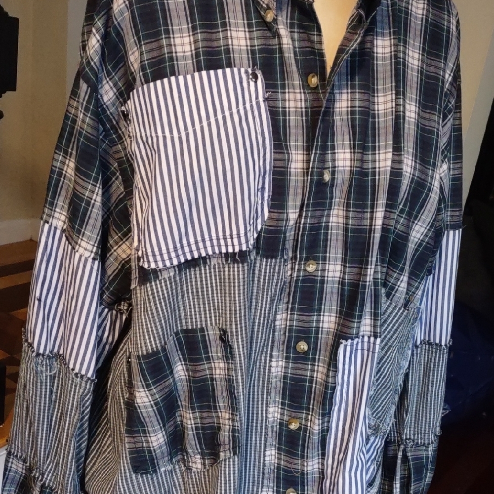 Upcycled Grunge Plaid Shirt - Picture 4 of 11